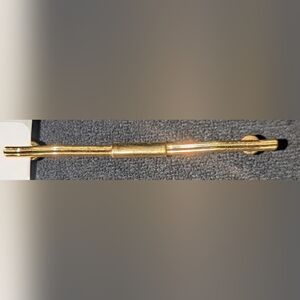 Vintage Elegant Gold Tone Tie Bar Clip With Curled Ball Ends